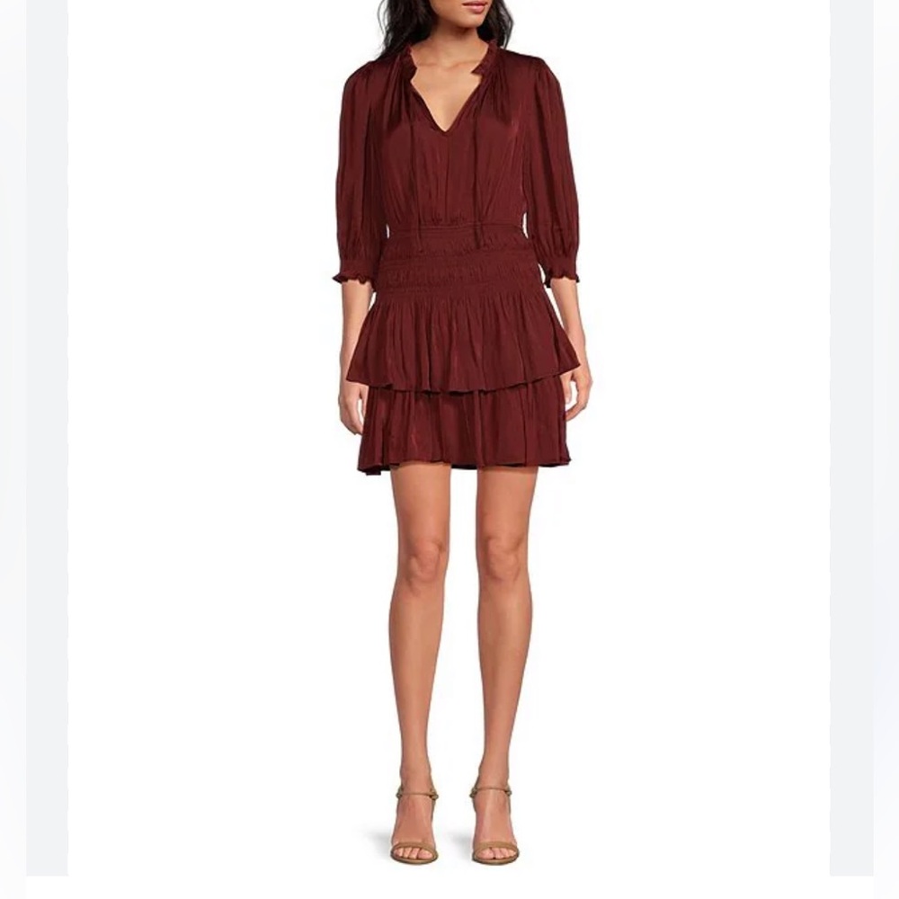 A loves A Burgundy Ruffle Dress from Dillards in Size Large